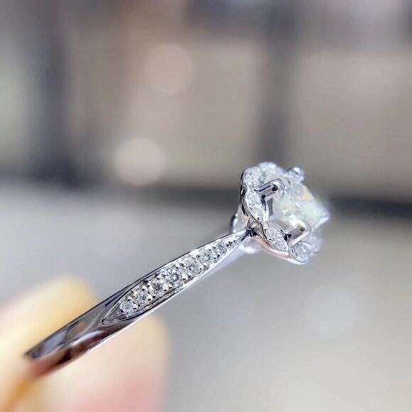 🌸Diamond CZ Beautiful Carved Vintage Hollow Silver Flower Rings for Women, K848 - Picture 4 of 10